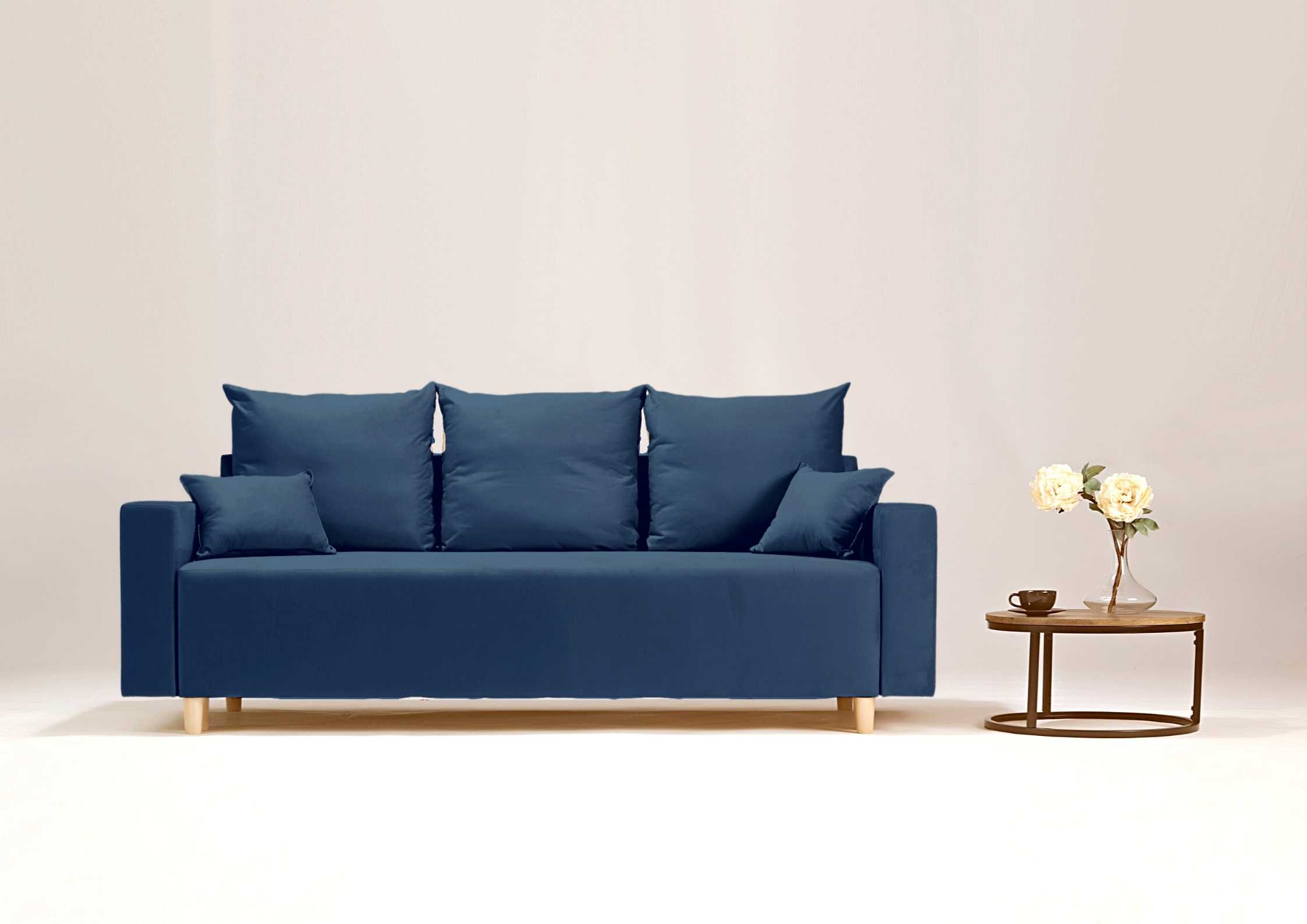 Granatowa skandynawska sofa rozkładana